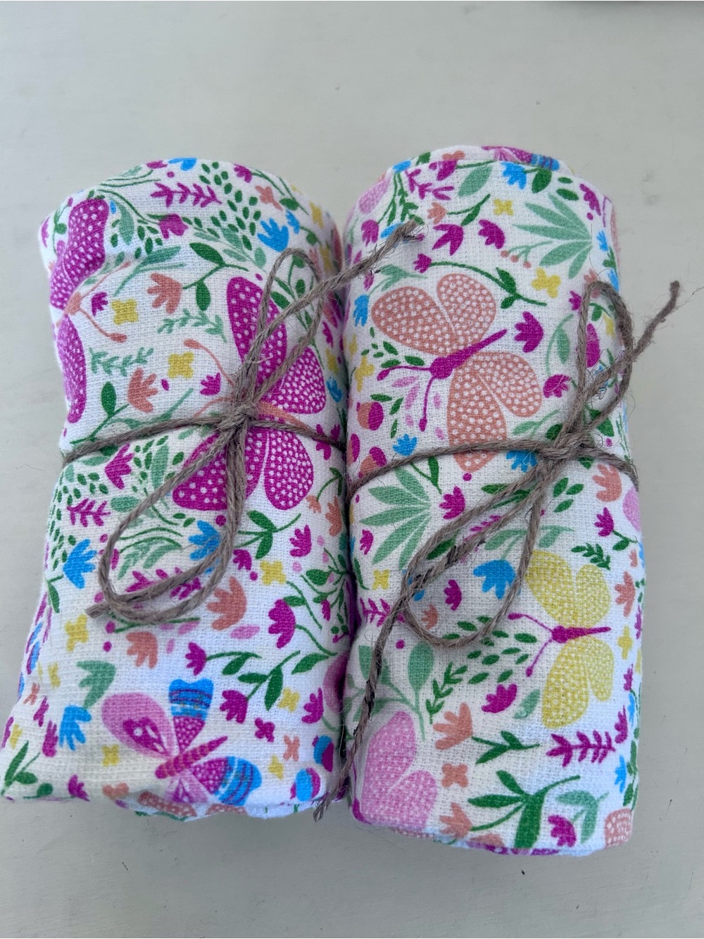 100% Cotton Butterfly Floral Cloths Set of 2 - 25”